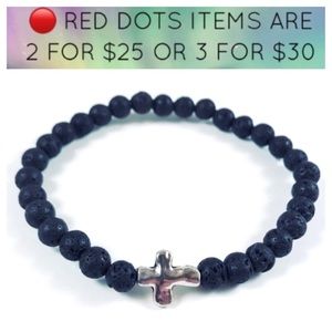 🔴SALE ! Men or women lava rock cross bracelet